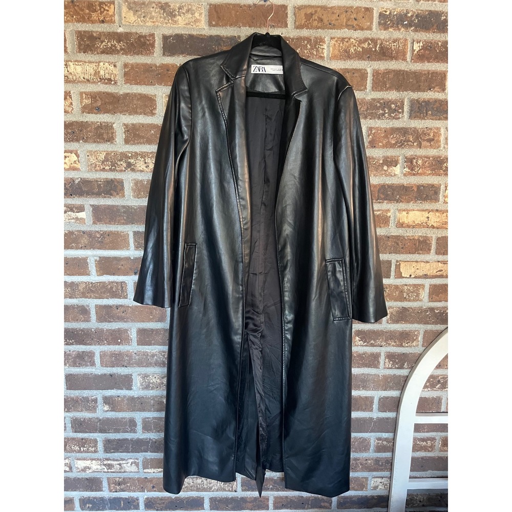 Zara Faux Leather Longline Trench Coat